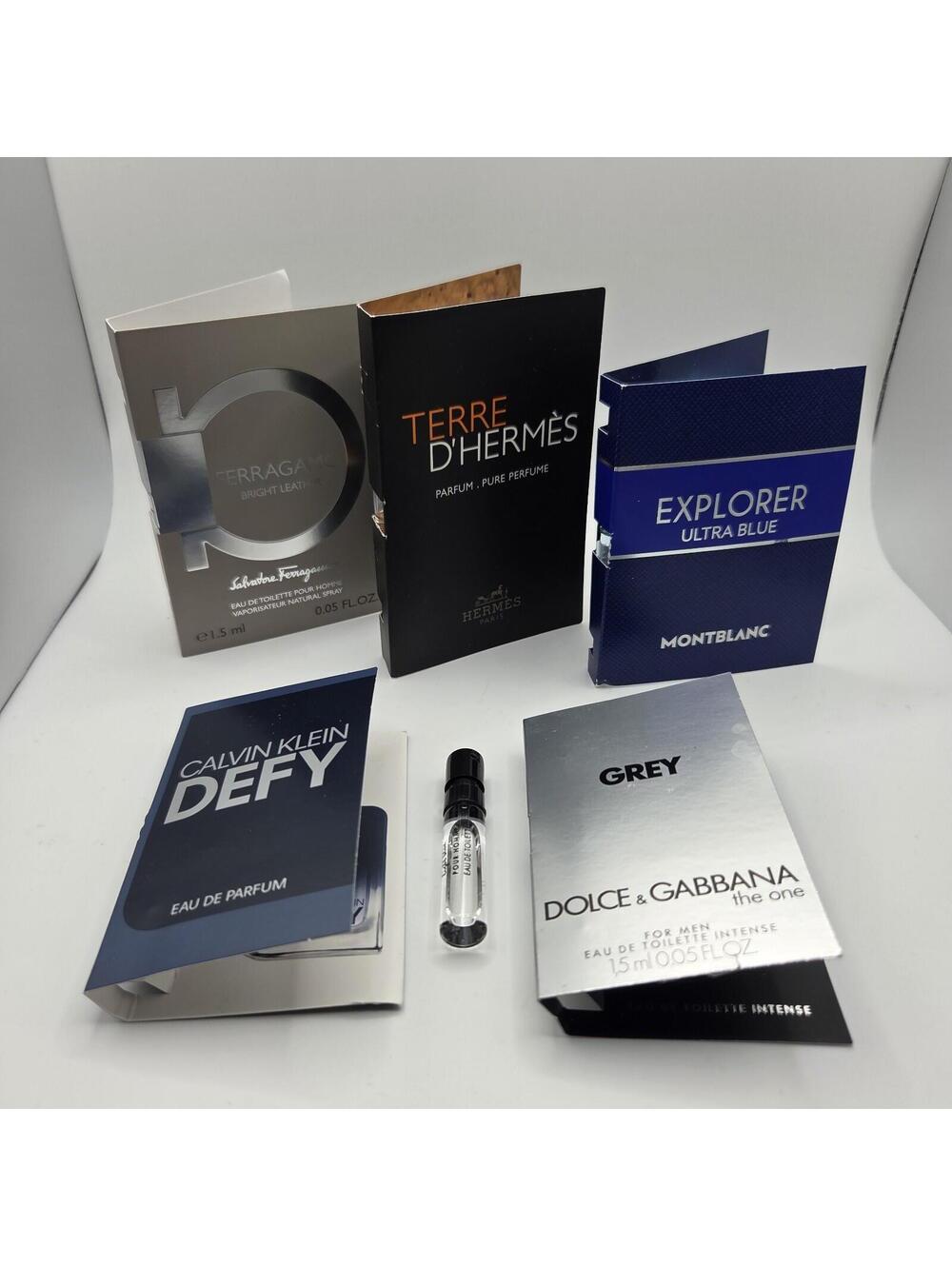 Lot Of 6 Perfume Cologne Samples Men - Salvatore Ferragamo Montblanc Hermes Etc
